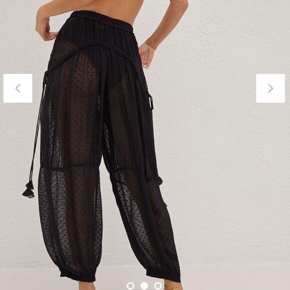 Anthropologie Breezy Sheer Balloon-Leg Pants BLK Motif L NWT IN PACKAGE - Picture 2 of 10